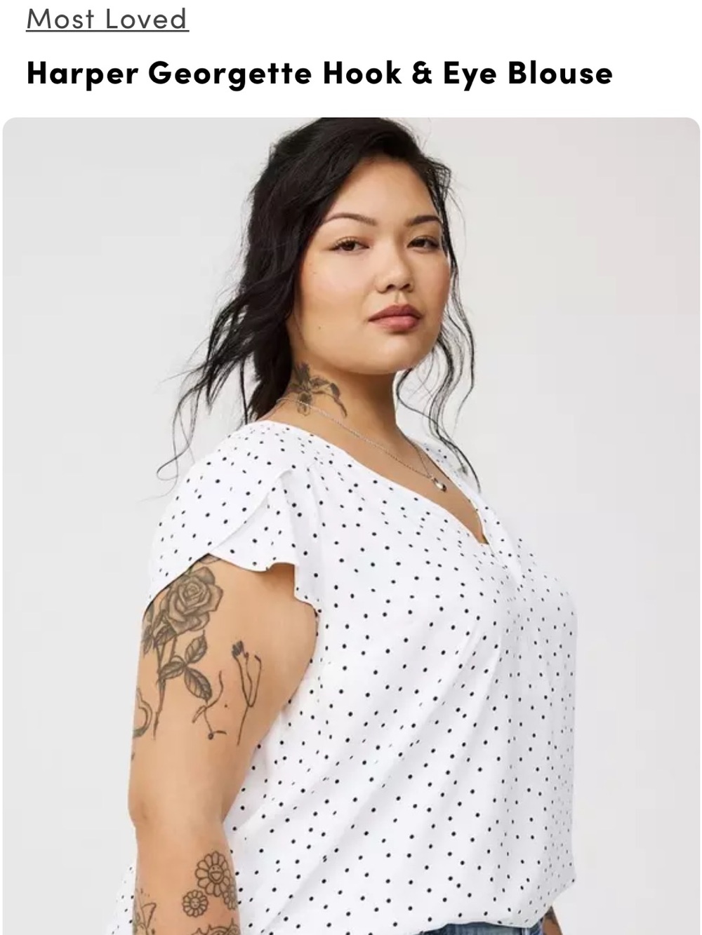 torrid Harper Georgette White Polka Dot V-Neck Blouse